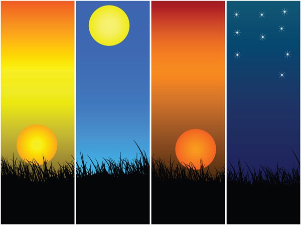 free vector Sunset Theme Vector Material Sunset